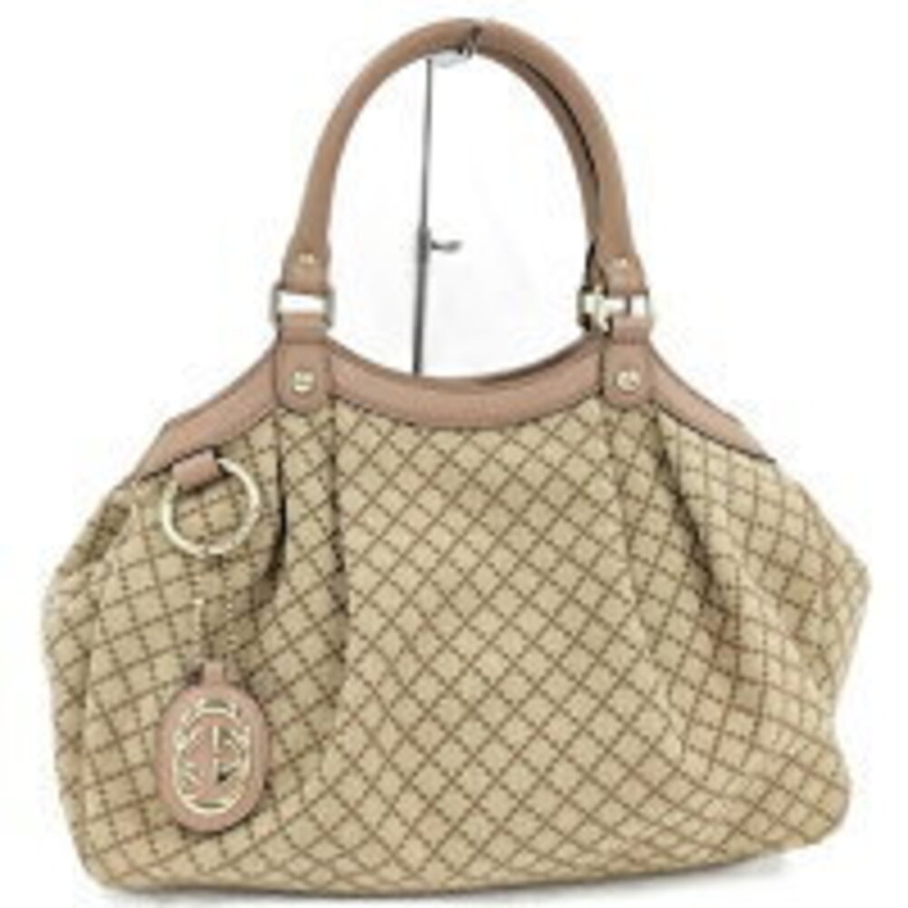 GUCCI Diamante handbag canvas beige